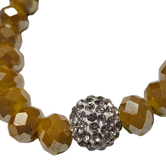 Elegant Nine Rhinestone Ball Yellow Faceted Bead Bracelet Lead Compliant - Picture 3 of 5